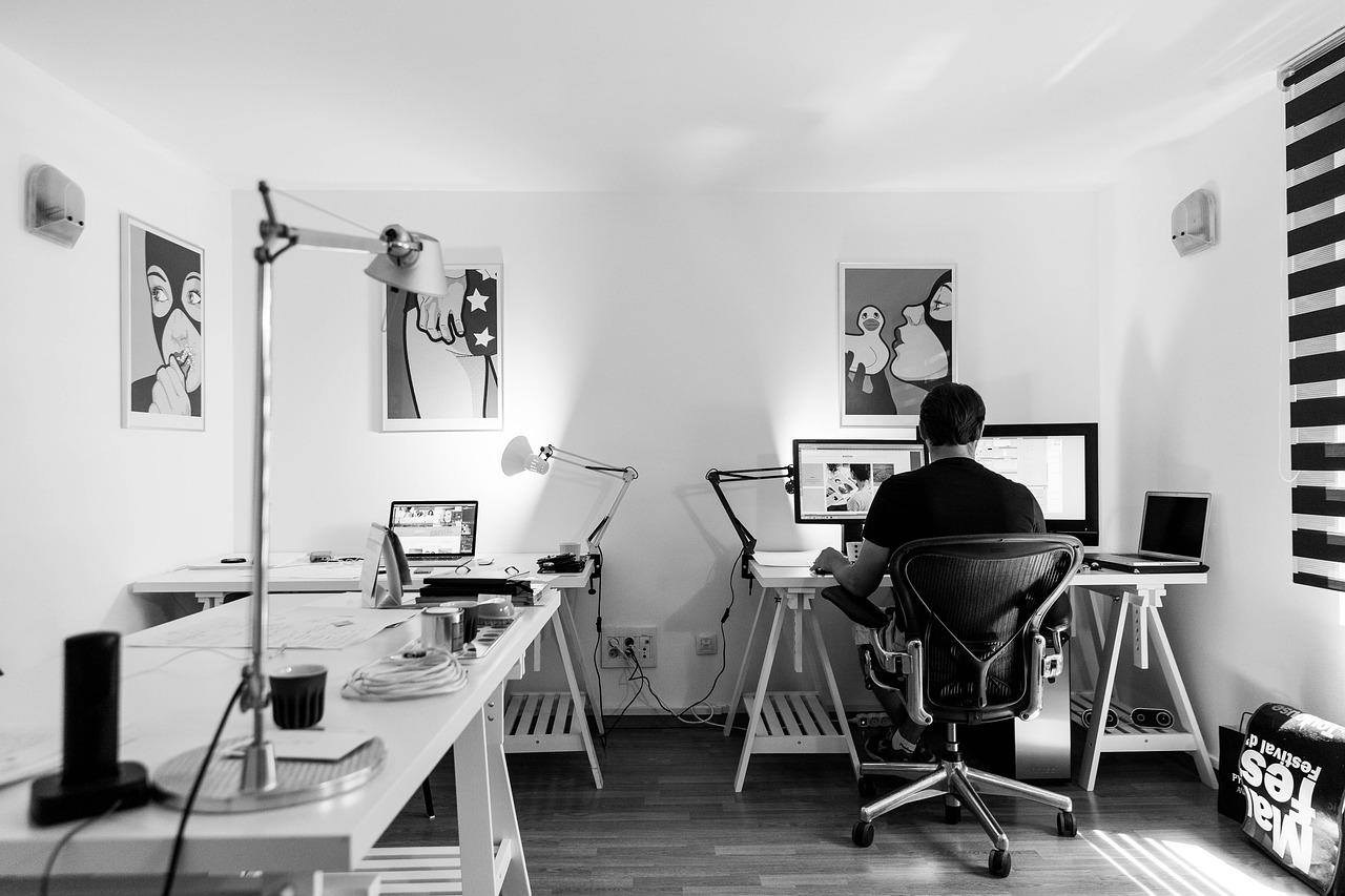 person working in home office